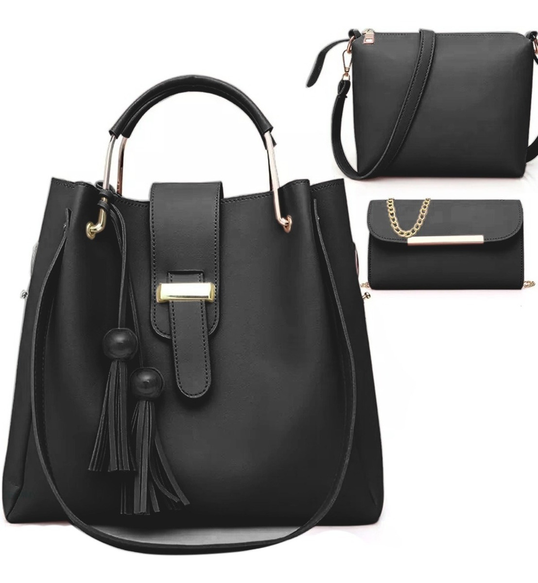 Set 3 Bolsas Bandolera Funbu Negro