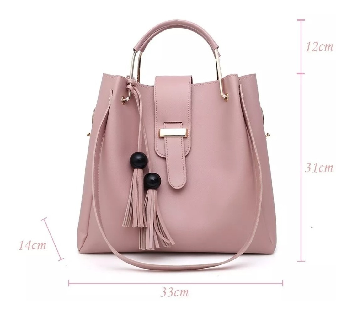 Foto 4 pulgar | Set 3 Bolsas Bandolera Dama Mujer Cosmetiquera Cartera Borla