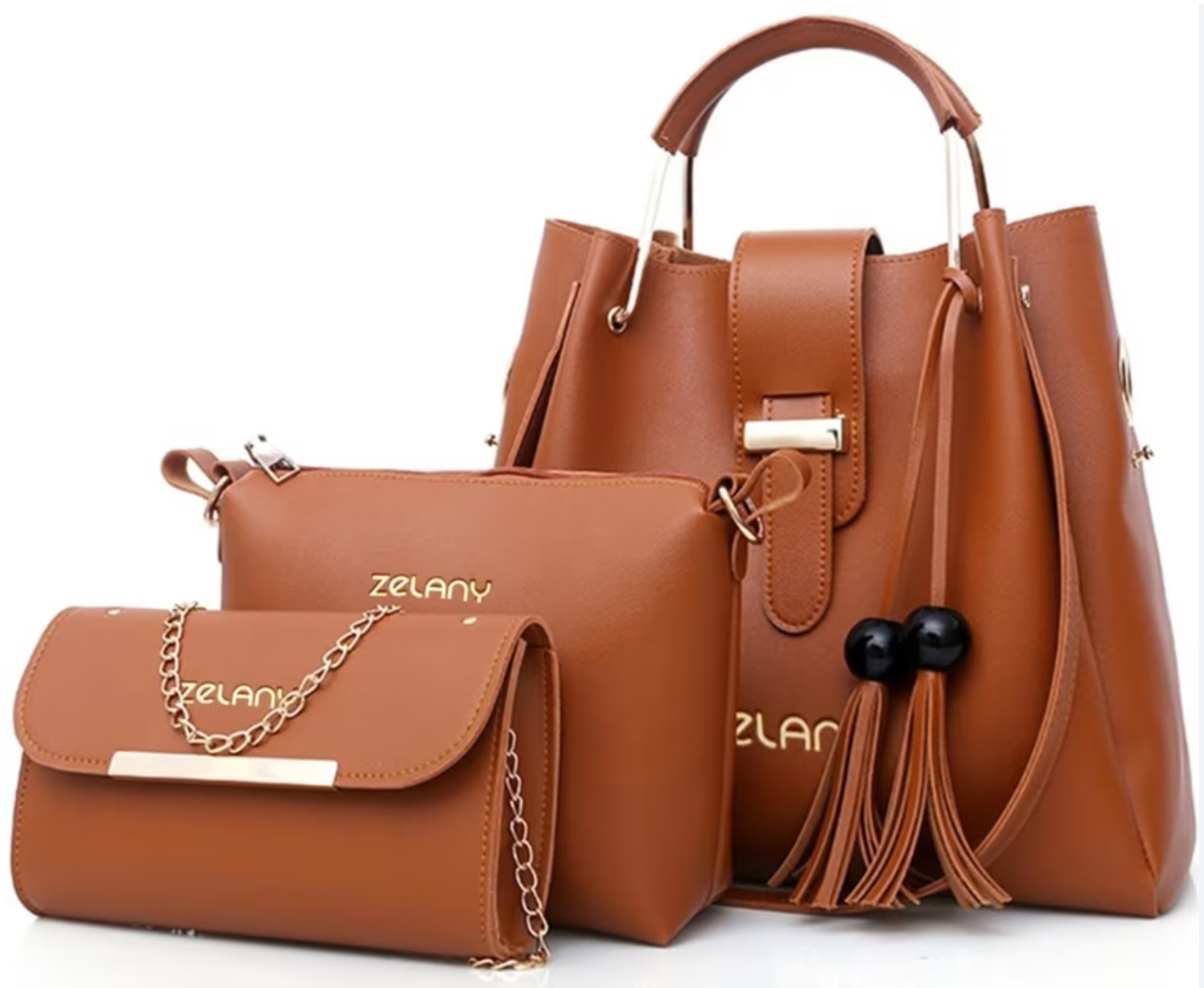 Foto 5 | Set 3 Bolsas Bandolera Dama Mujer Cosmetiquera Cartera Borla