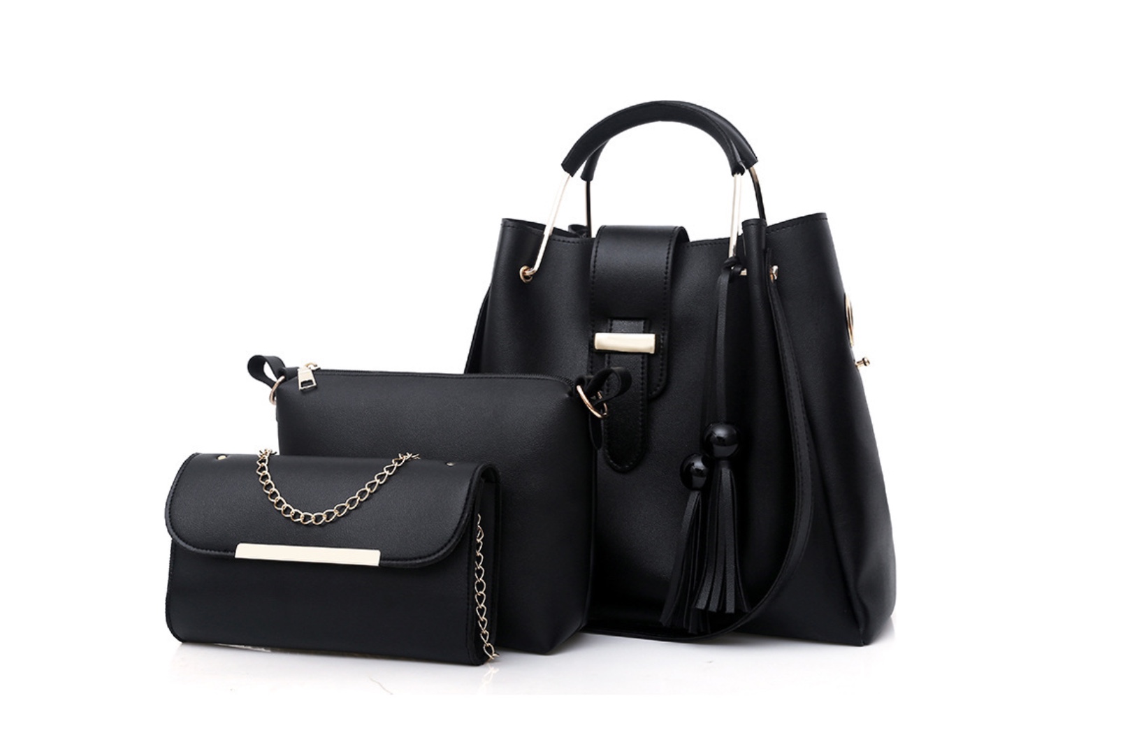 Foto 6 | Set 3 Bolsas Bandolera Dama Mujer Cosmetiquera Cartera Borla