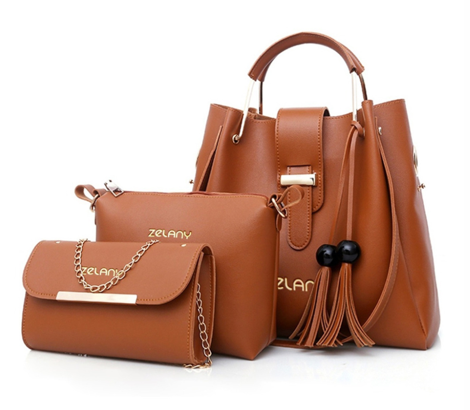 Foto 1 | Set 3 Bolsas Bandoleras Zelany Marrón