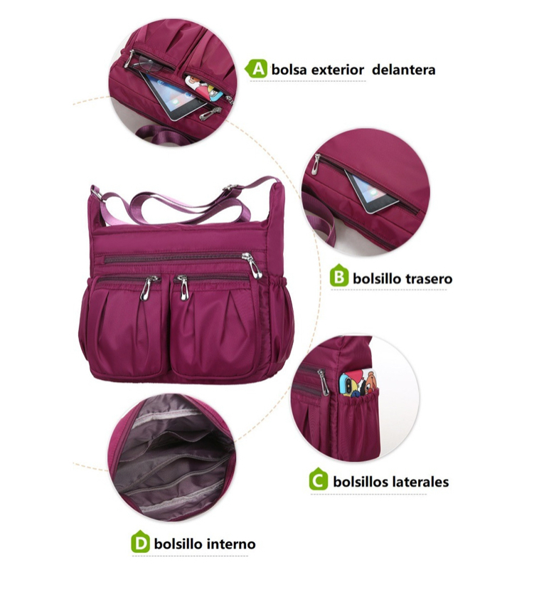 Foto 4 pulgar | Bolsa Funbu Impermeable color Morado para Mujer