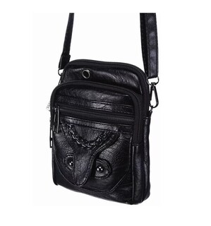Foto 2 | Bolso Bandolera Cruzada Mochila De Mano De Cuero Sintético Negro