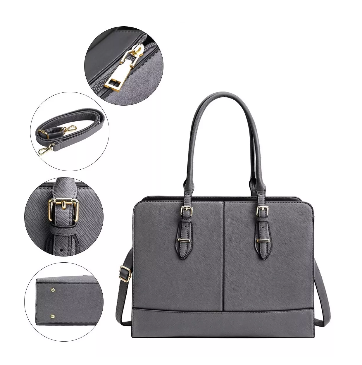 Foto 5 pulgar | Bolsa Belug para Laptop 15.6" color Gris para Mujer