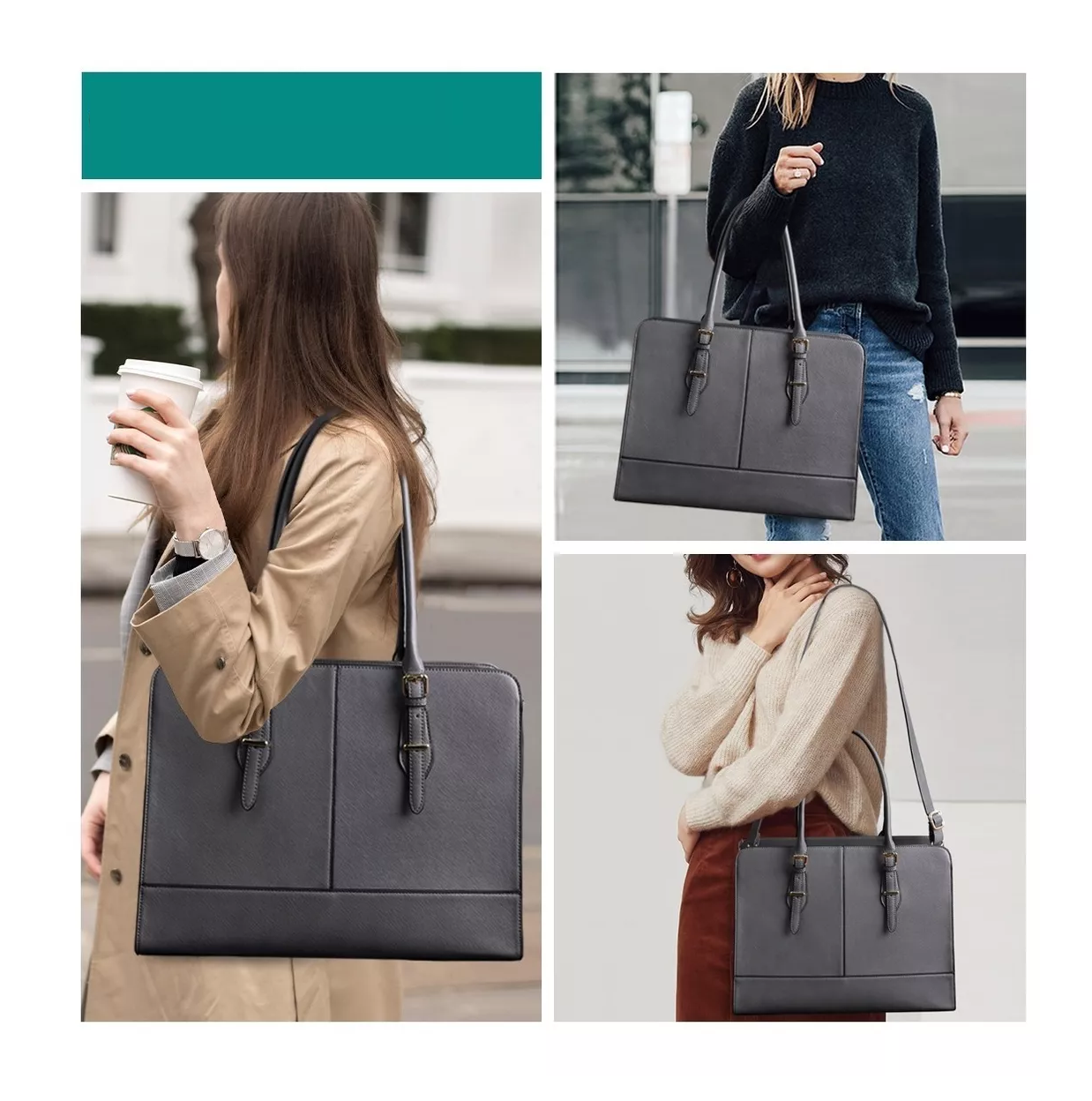 Foto 6 pulgar | Bolsa Belug para Laptop 15.6" color Gris para Mujer