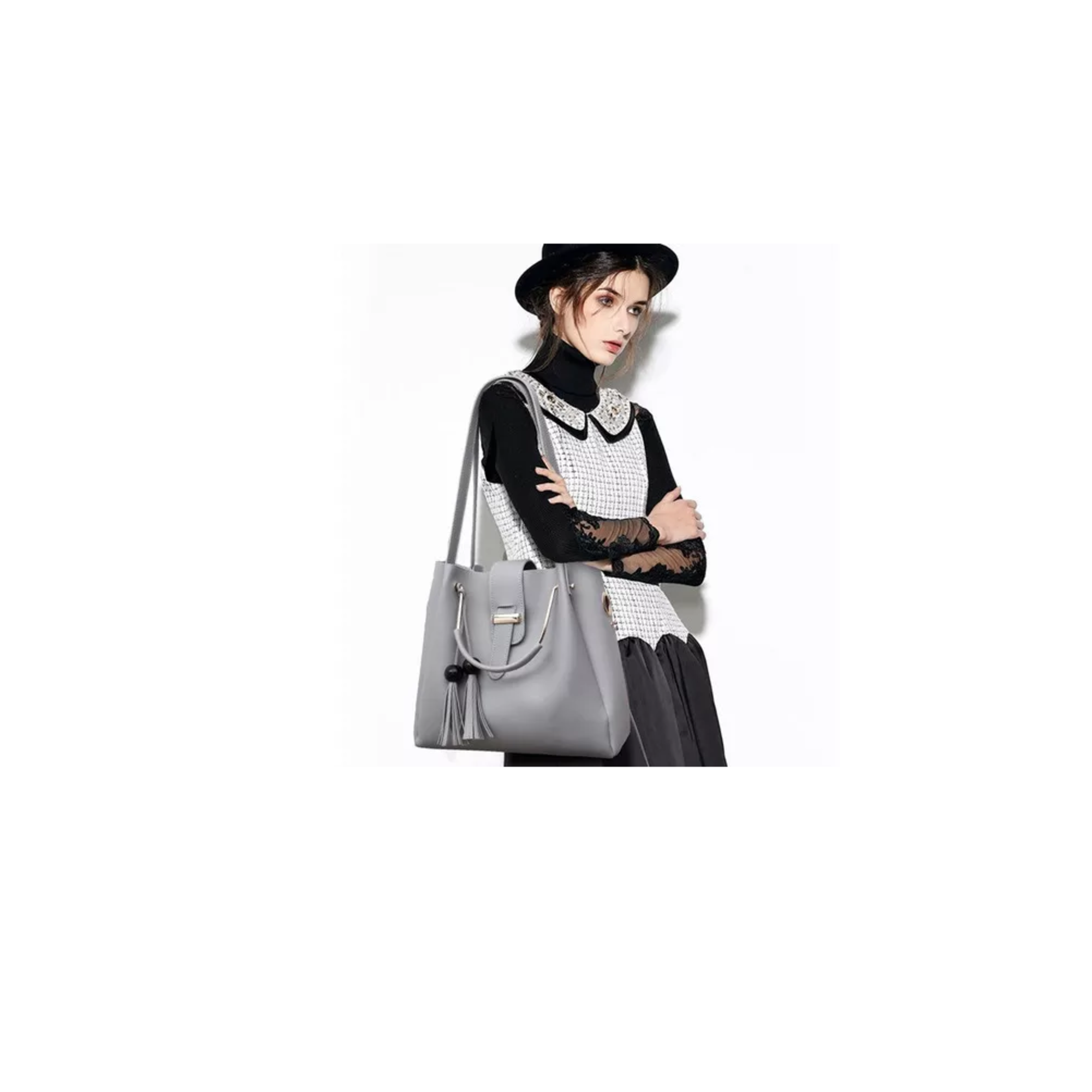 Foto 4 pulgar | Set Bolsas Bandolera + Cosmetiquera + Cartera Lab.G Gris