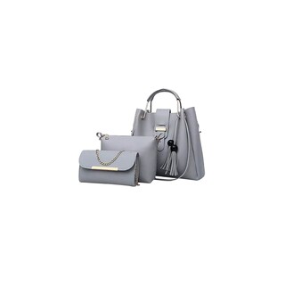 Foto 1 | Set Bolsa Bandolera + Cosmetiquera + Cartera Belug Gris 3 Piezas