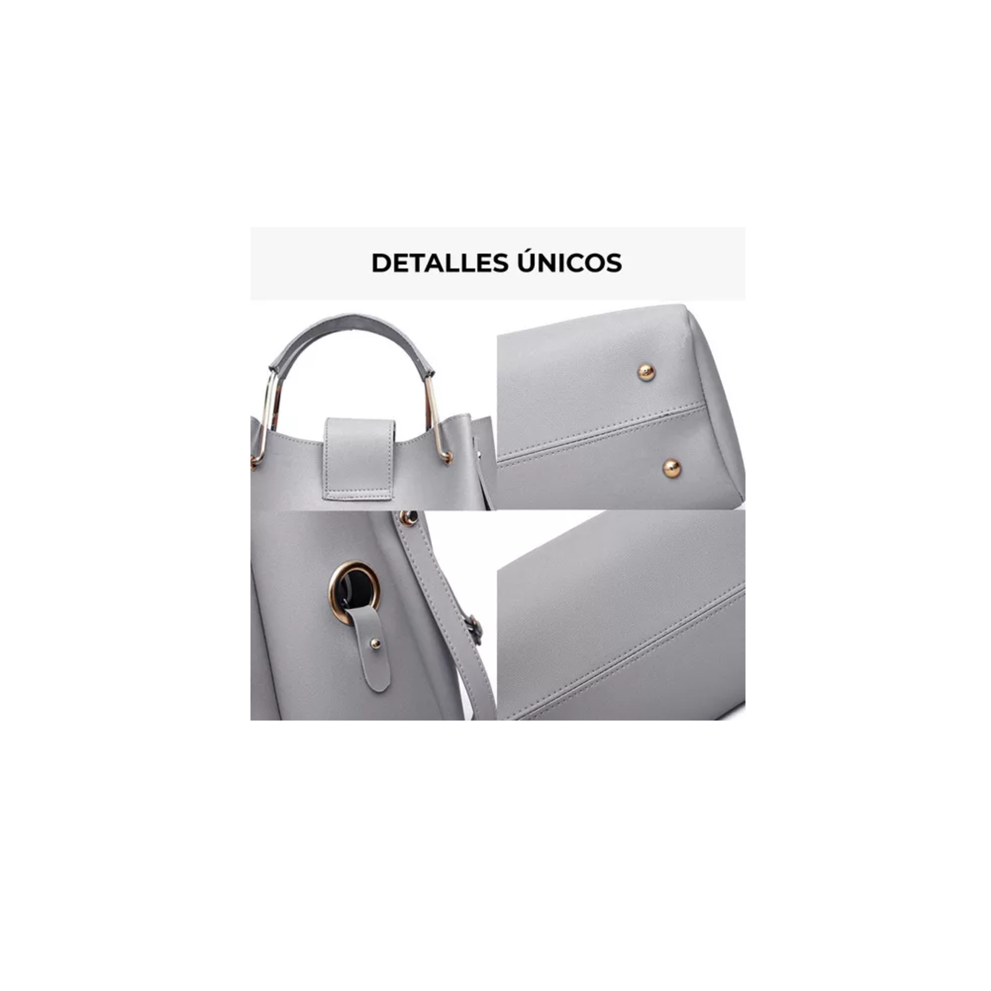 Foto 2 | Set Bolsa Bandolera + Cosmetiquera + Cartera Belug Gris 3 Piezas