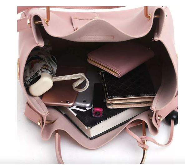 Foto 4 pulgar | Set Bolsas Bandolera + Cosmetiquera + Cartera Gris