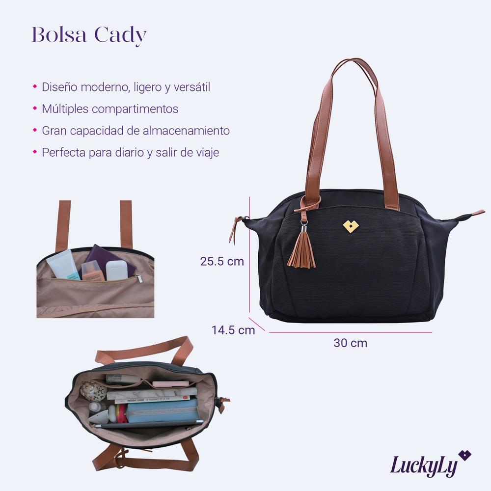 Foto 8 pulgar | Bolsa Bandolera De Mano Y Hombro Luckyly Modelo Cady Negro