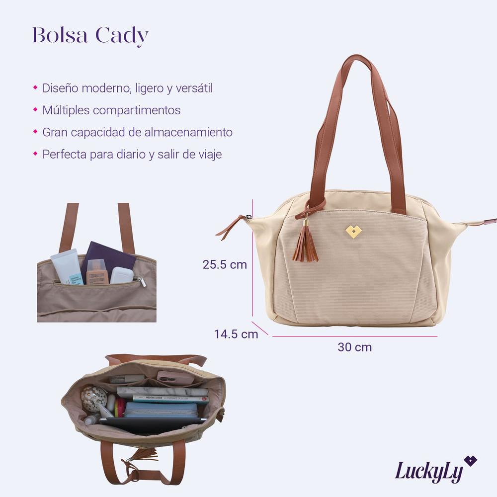 Foto 8 pulgar | Bolsa Bandolera De Mano Y Hombro Luckyly Modelo Cady Beige