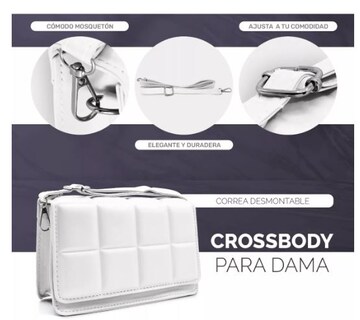 Foto 3 | Bolso Bandolera Acolchado Blanco
