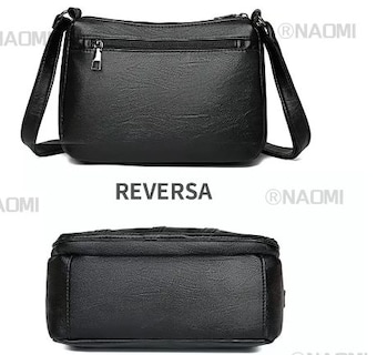 Foto 3 | Bolso Bandolera Mujer Piel Suave, Negro