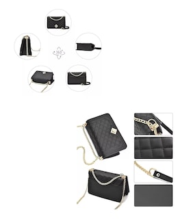 Foto 4 | Bolsa Bandolera De Mujer Con Cadena De Metal, Negro