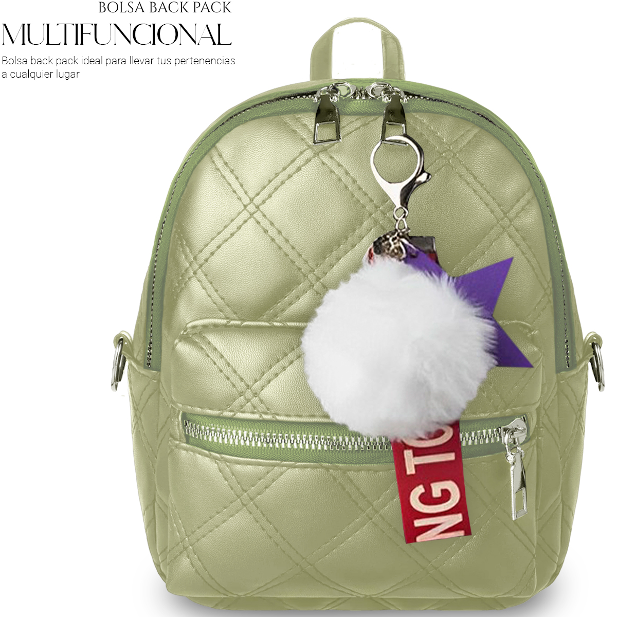 Foto 3 pulgar | Bolso Bandolera Mochila Shendy Vendy De Moda Multifuncional Casual Verde