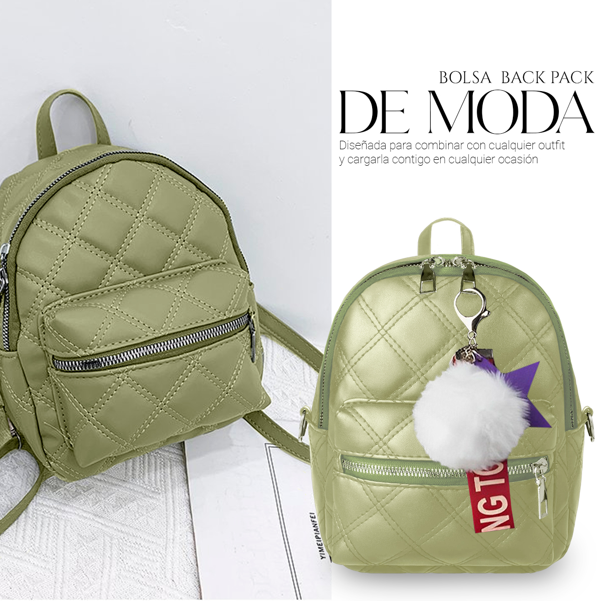 Foto 6 pulgar | Bolso Bandolera Mochila Shendy Vendy De Moda Multifuncional Casual Verde