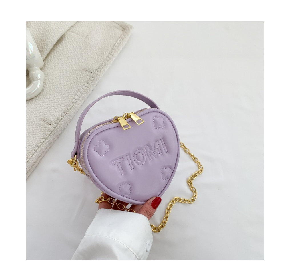 Foto 4 pulgar | Bolso Cruzado Forma de Corazón Morado