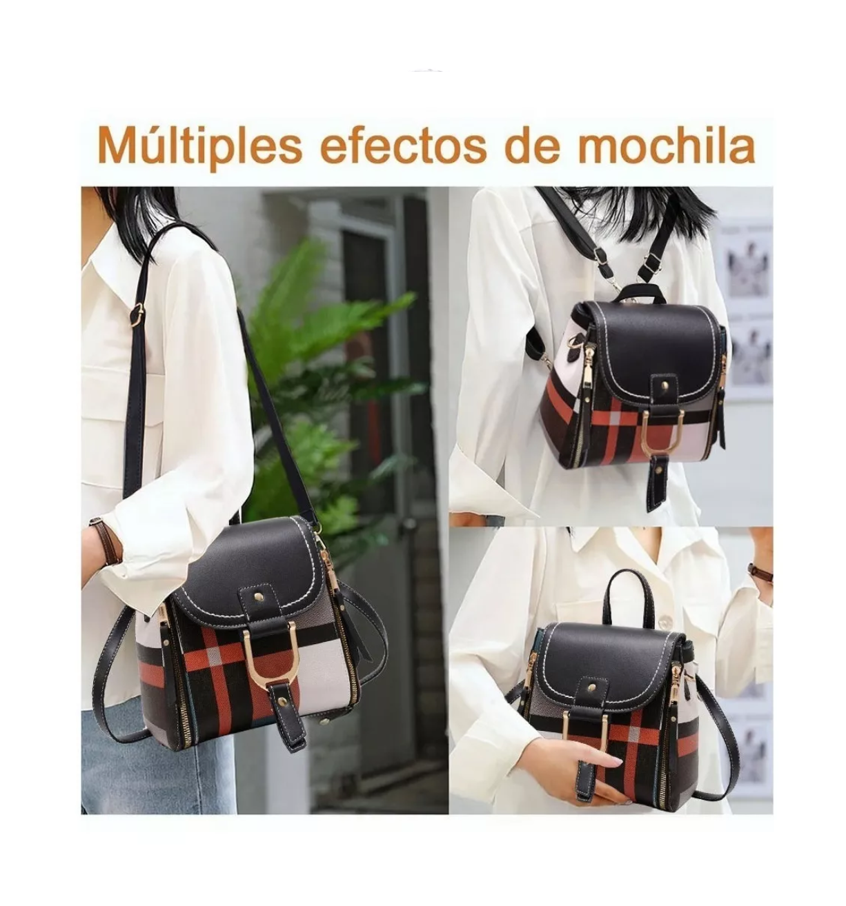 Foto 3 pulgar | Mochila Belug para Mujer a Cuadros