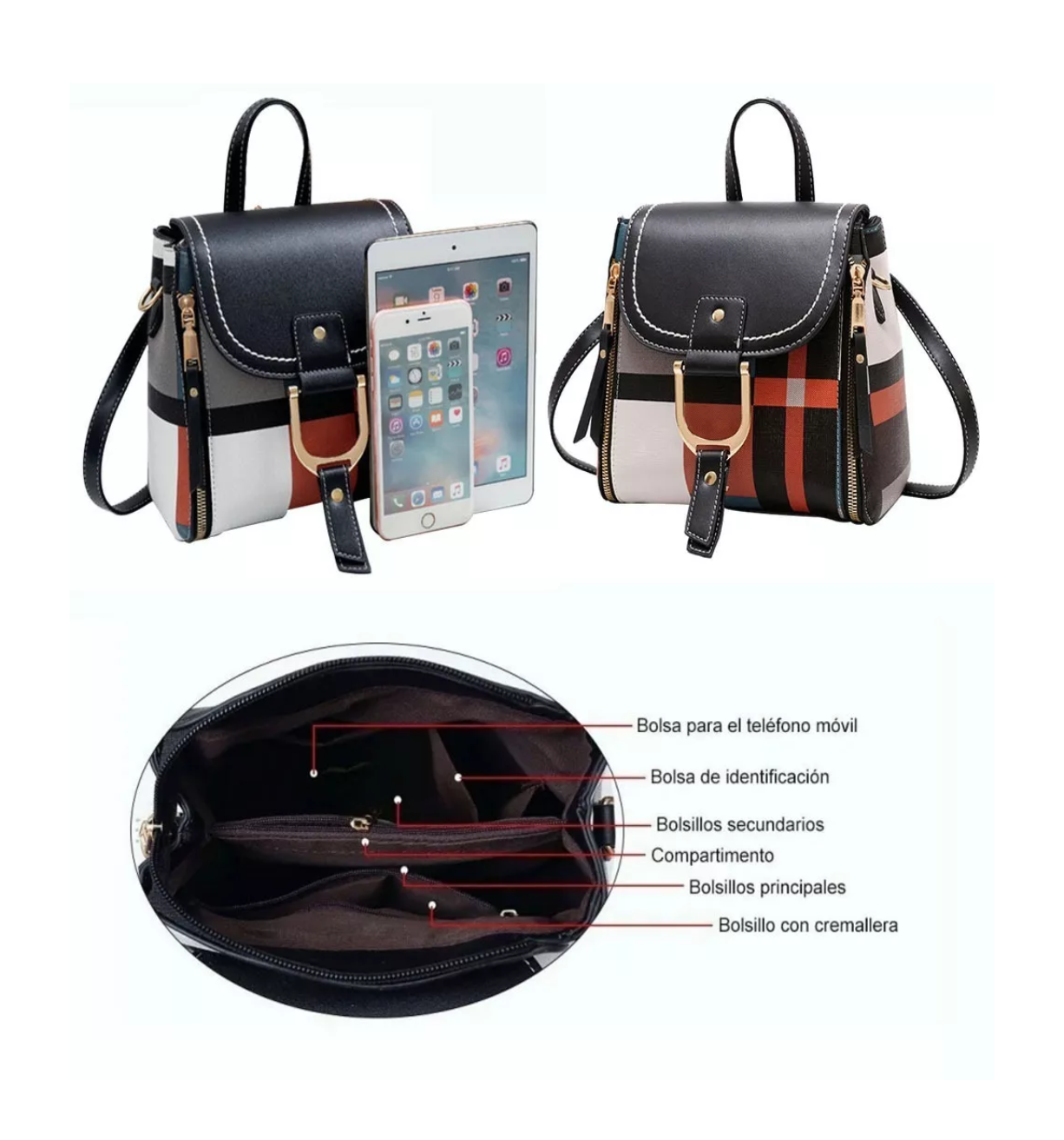 Foto 4 pulgar | Mochila Belug para Mujer a Cuadros