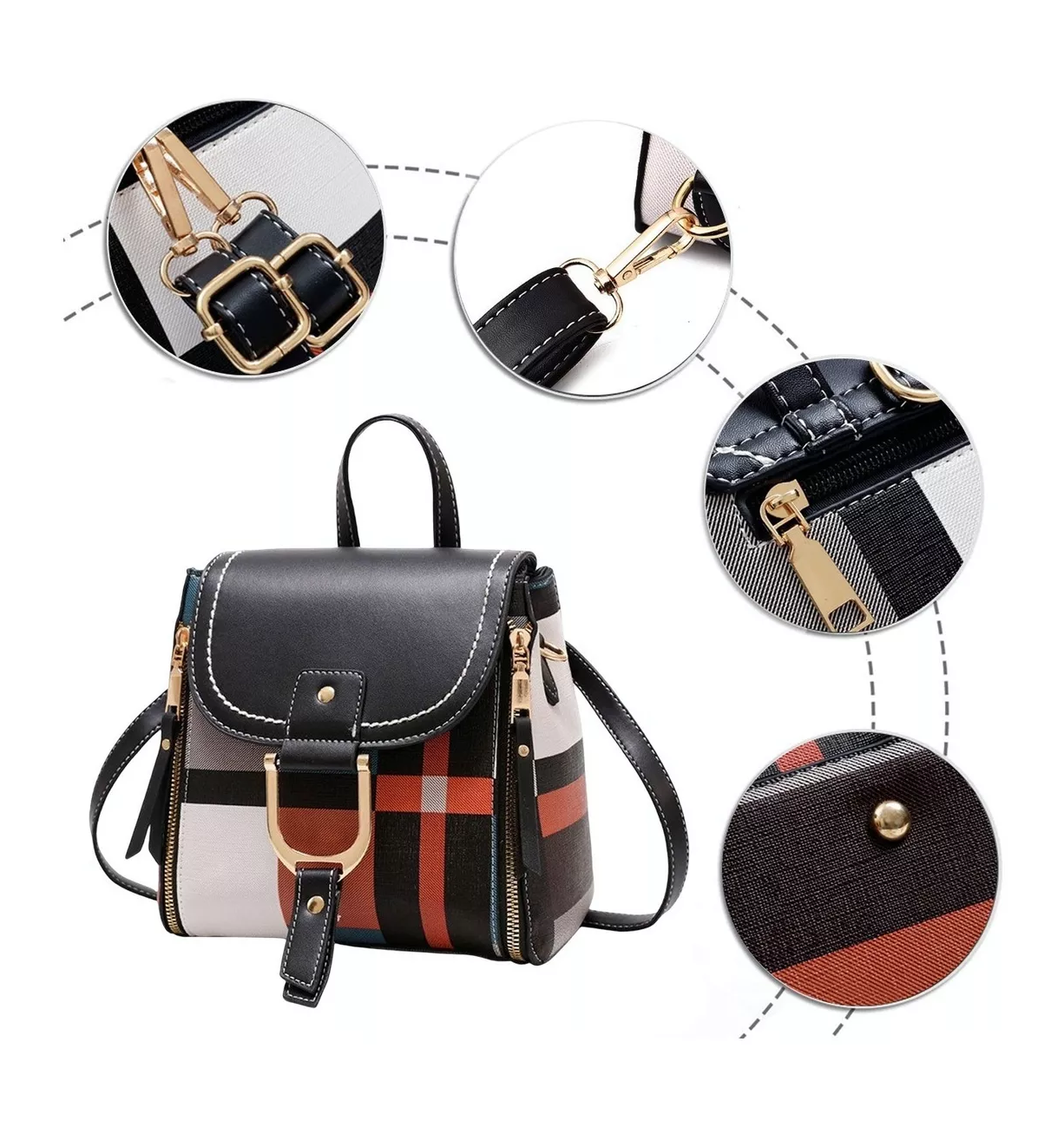 Foto 5 pulgar | Mochila Belug para Mujer a Cuadros
