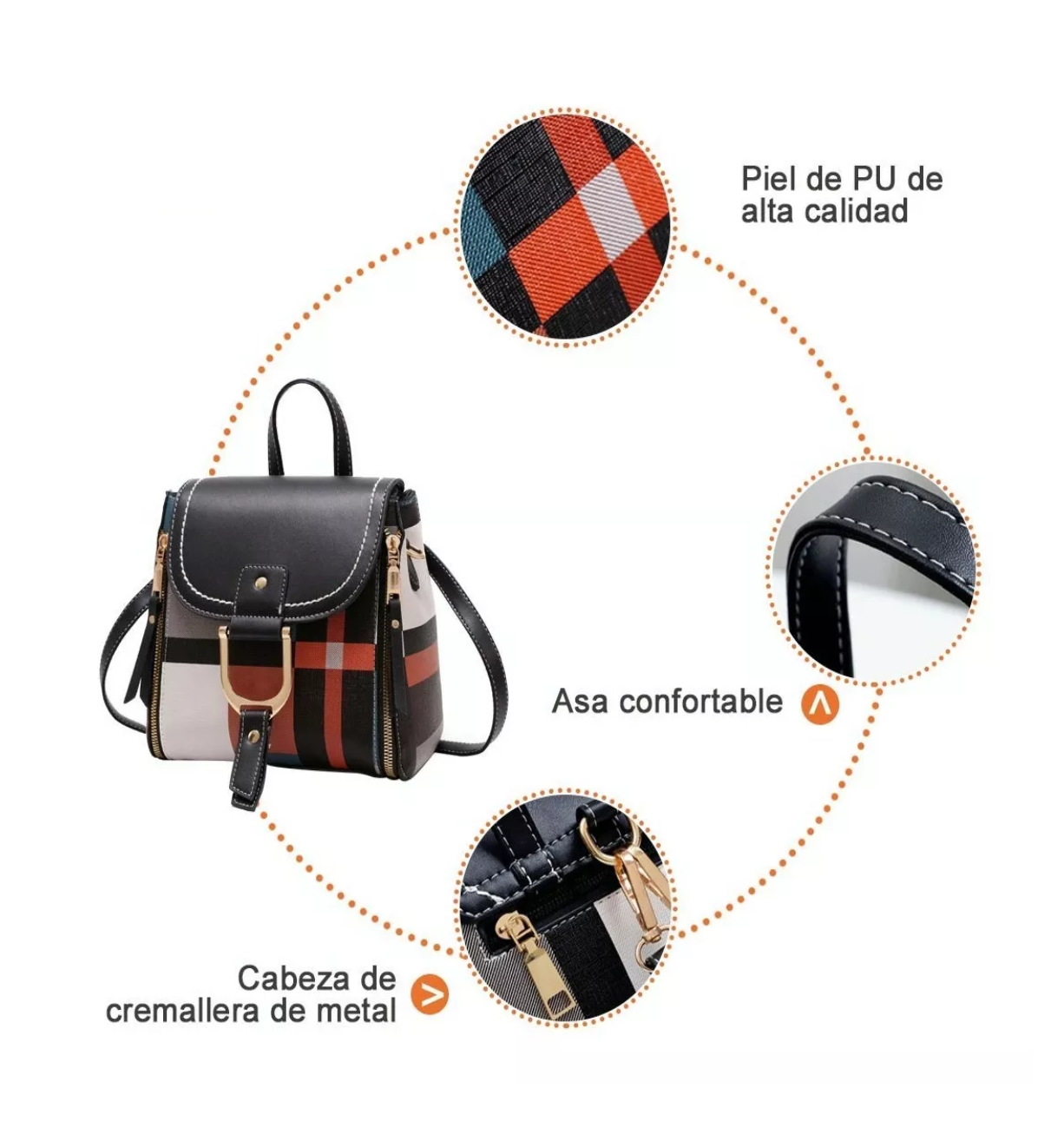Foto 6 pulgar | Mochila Belug para Mujer a Cuadros