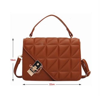 Foto 2 | Bolso de Hombro Marrón con Cadena Metálica