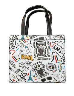 Foto 2 | Bolsa Tote Blanca de Cuero Karl Lagerfeld París