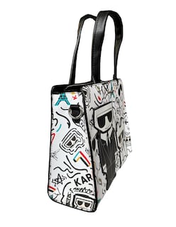 Foto 3 | Bolsa Tote Blanca de Cuero Karl Lagerfeld París