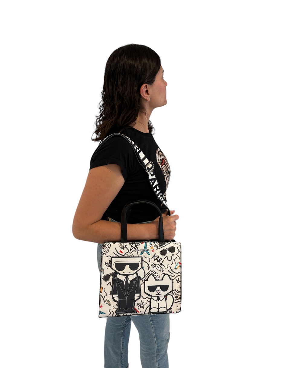 Foto 6 pulgar | Bolsa Tote Blanca de Cuero Karl Lagerfeld París