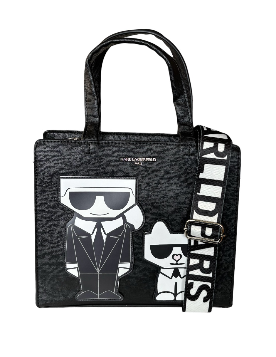 Foto 2 pulgar | Bolsa Tote Negra de Cuero Karl Lagerfeld París