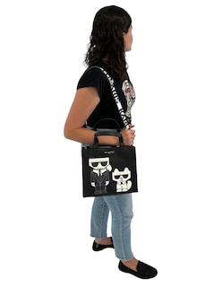 Foto 5 | Bolsa Tote Negra de Cuero Karl Lagerfeld París