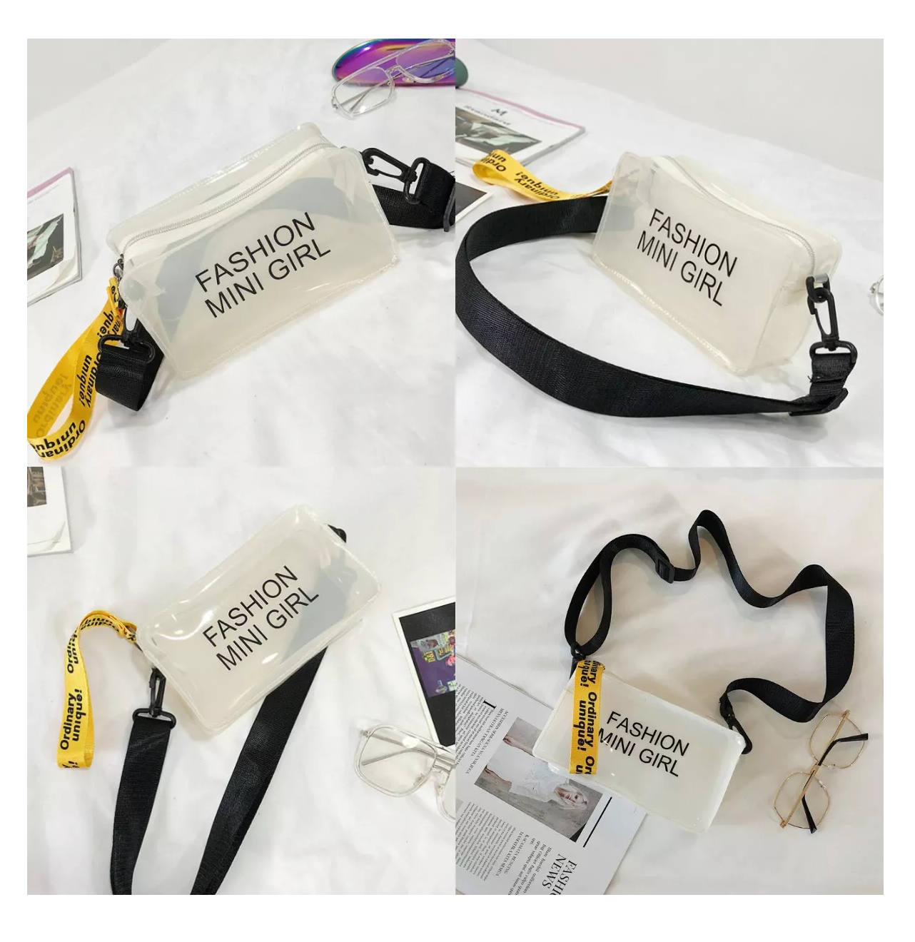 Foto 5 pulgar | Bolsa Bandolera Transparente/Blanca Cuadrada para Mujer