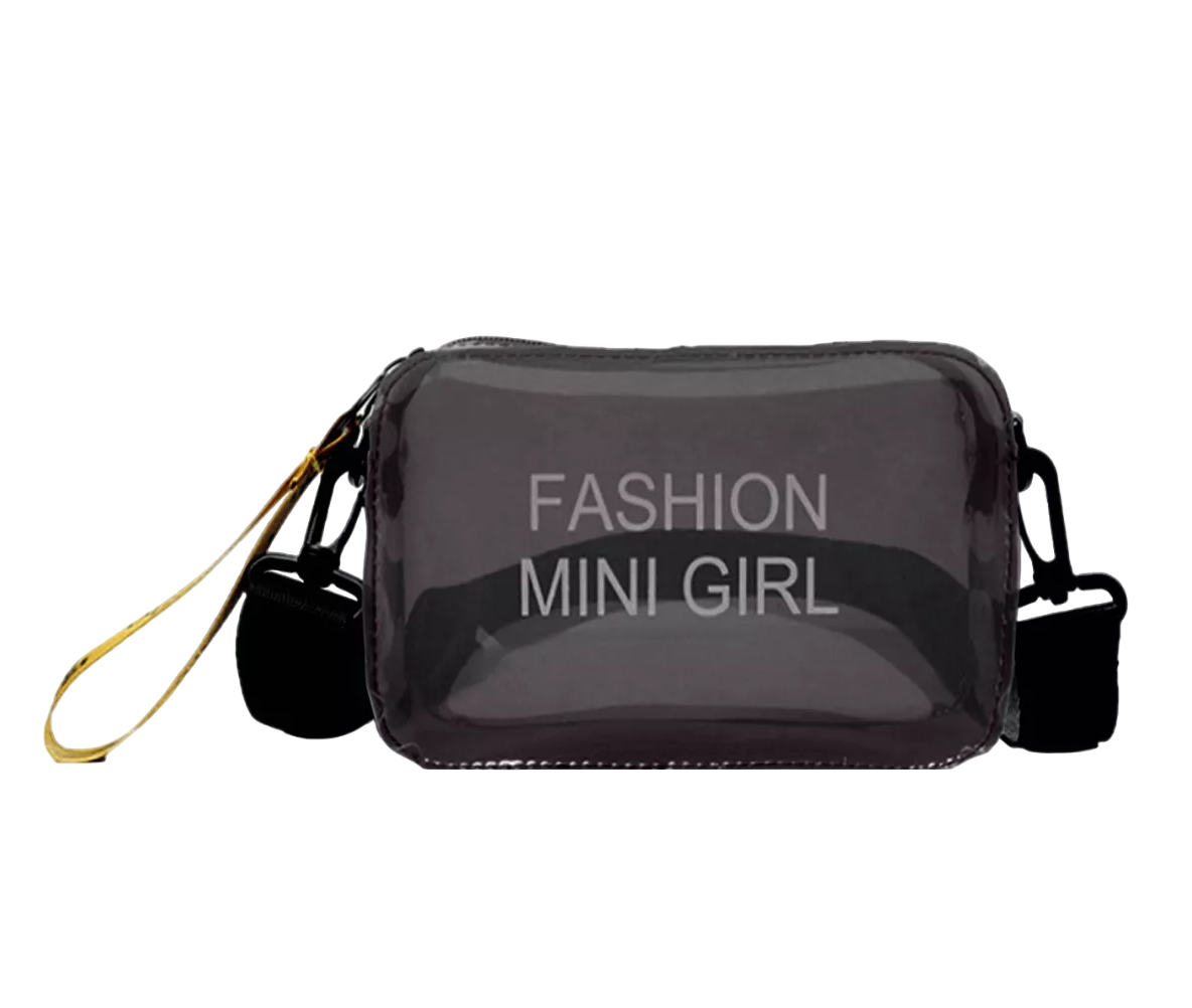 Foto 2 pulgar | Bolsa Bandolera Transparente/Negra Cuadrada para Mujer