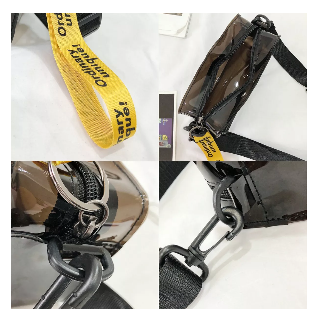 Foto 4 pulgar | Bolsa Bandolera Transparente/Negra Cuadrada para Mujer