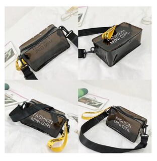 Foto 4 | Bolsa Bandolera Transparente/Negra Cuadrada para Mujer
