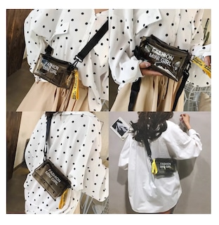 Foto 5 | Bolsa Bandolera Transparente/Negra Cuadrada para Mujer