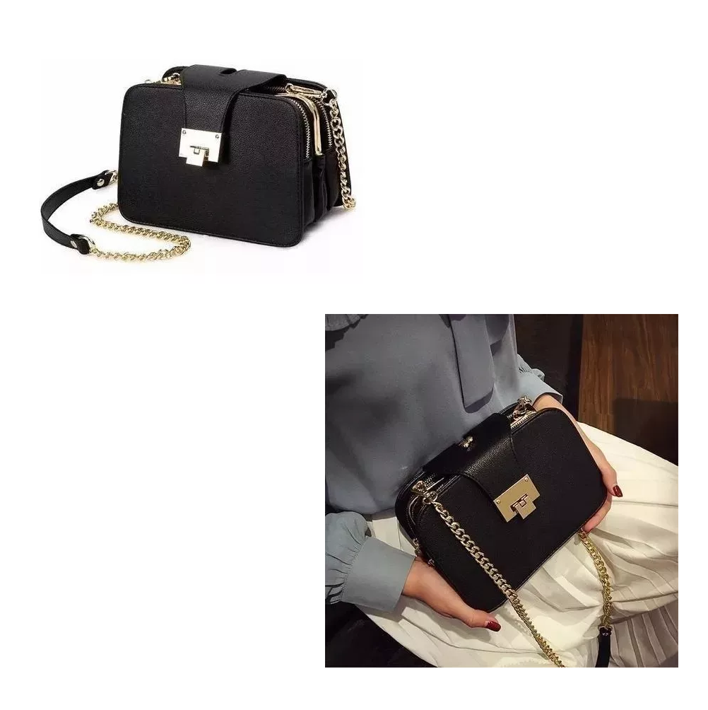 Foto 4 pulgar | Bolso Bandolera Belug con Hebilla Metálica color Negro