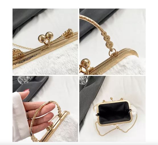 Foto 3 pulgar | Bolso De Felpa Suave De Hombro Elegante Para Mujer, Negro
