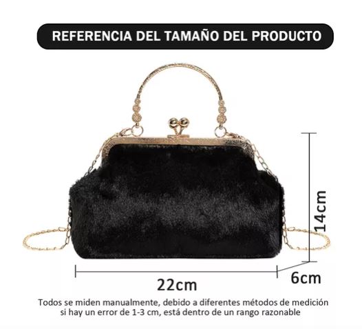 Foto 4 pulgar | Bolso De Felpa Suave De Hombro Elegante Para Mujer, Negro