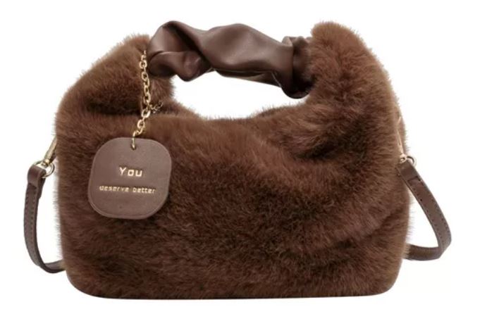 Bolsa Cruzada de Felpa Wünd Marrón