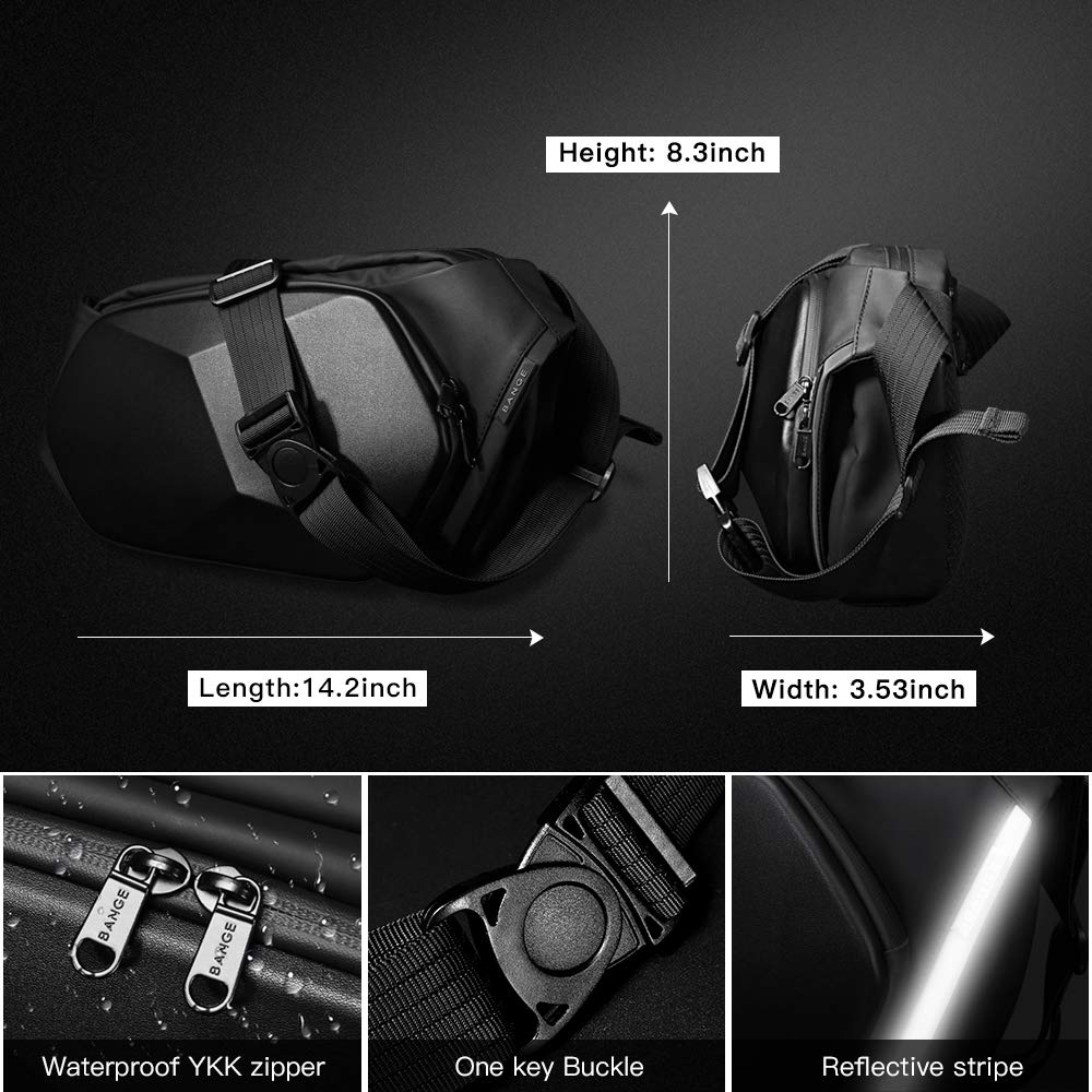Foto 6 pulgar | Bandolera Bange Impermeable y Segura Negra para Hombre - Venta Internacional