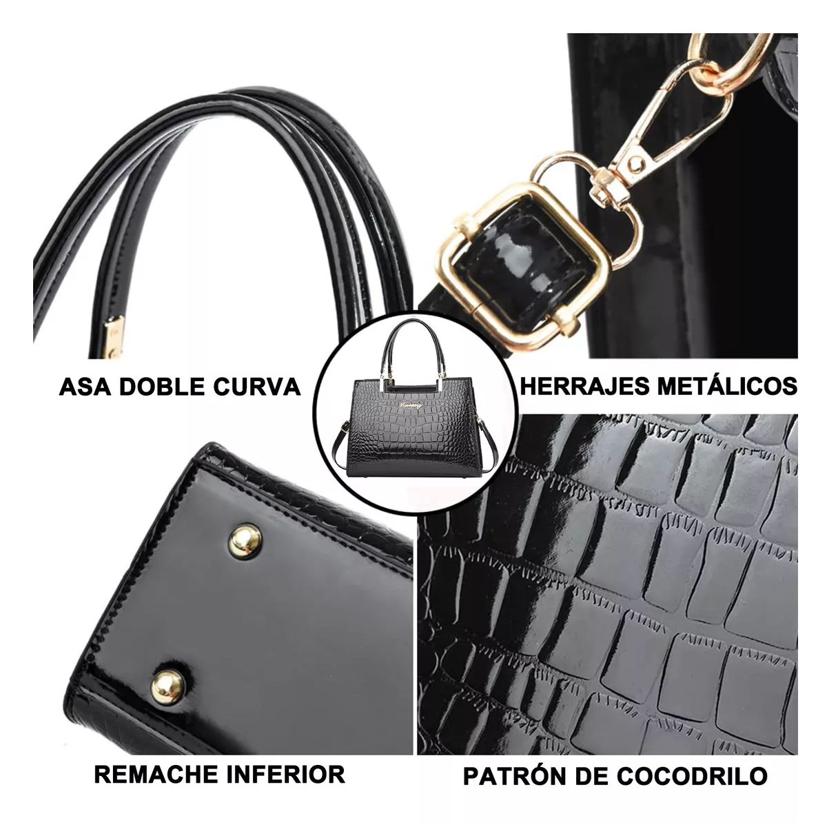 Foto 4 | Bolso Bandolera Negra para Dama