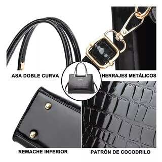 Foto 4 | Bolso Bandolera Negra para Dama