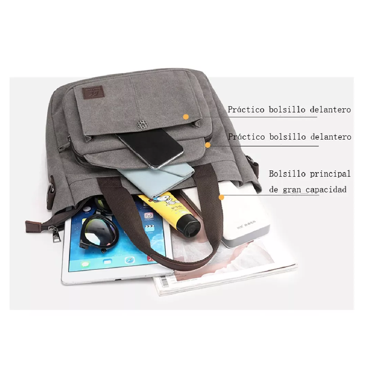 Foto 4 pulgar | Bolsa Belug Gris de Lona