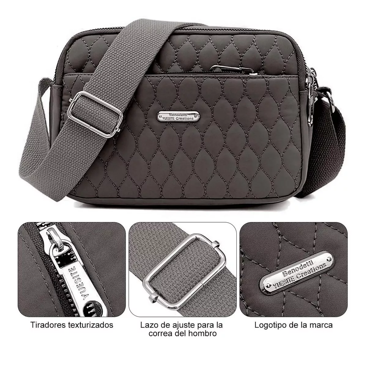 Foto 3 pulgar | Bolso Multifuncional Impermeable y Antirrobo para Mujer Gris