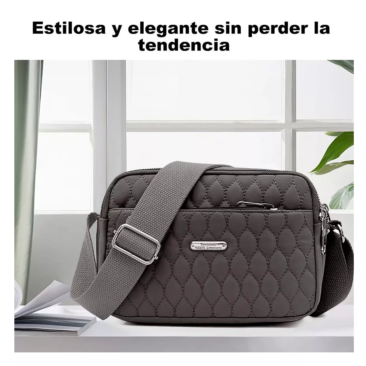 Foto 5 pulgar | Bolso Multifuncional Impermeable y Antirrobo para Mujer Gris