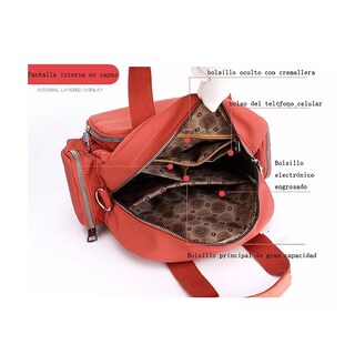 Foto 2 | Bolso Belug Naranja Impermeable con Carga USB Portátil