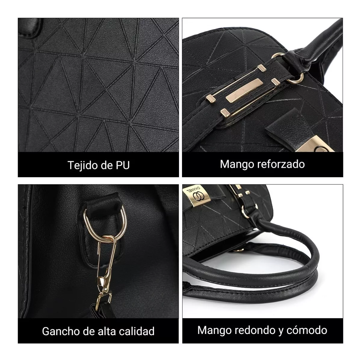 Foto 3 pulgar | Bolsa Tote Bolso de Mano con Gran Capacidad Negro para Mujer