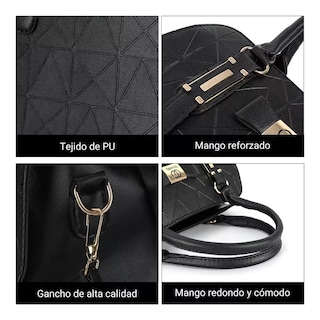 Foto 2 | Bolsa Tote Bolso de Mano con Gran Capacidad Negro para Mujer