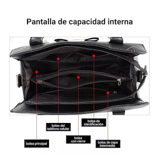 Foto 3 | Bolsa Tote Bolso de Mano con Gran Capacidad Negro para Mujer